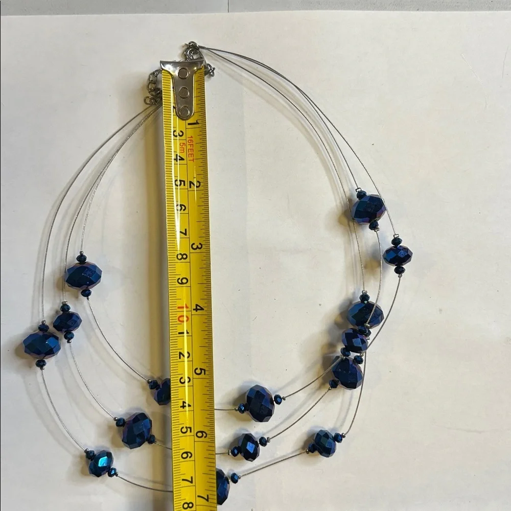 Vintage Charles Klein Blue Beaded Necklace and Earring Set